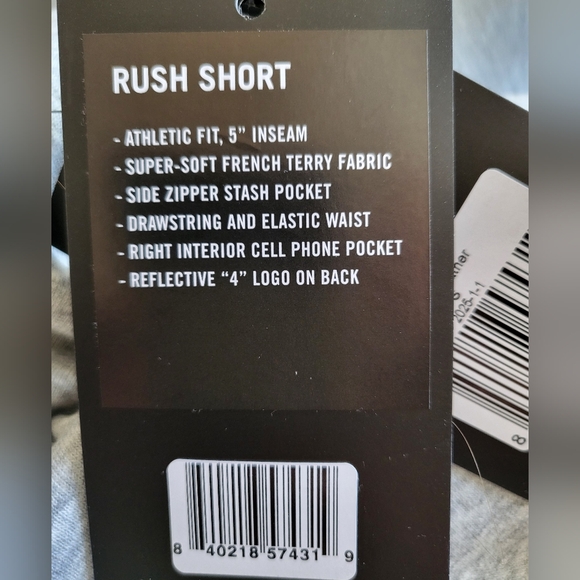 NWT FourLaps Oversized Rush Sweat Shorts Elastic Drawstring Grey Heather S, M - Picture 6 of 7